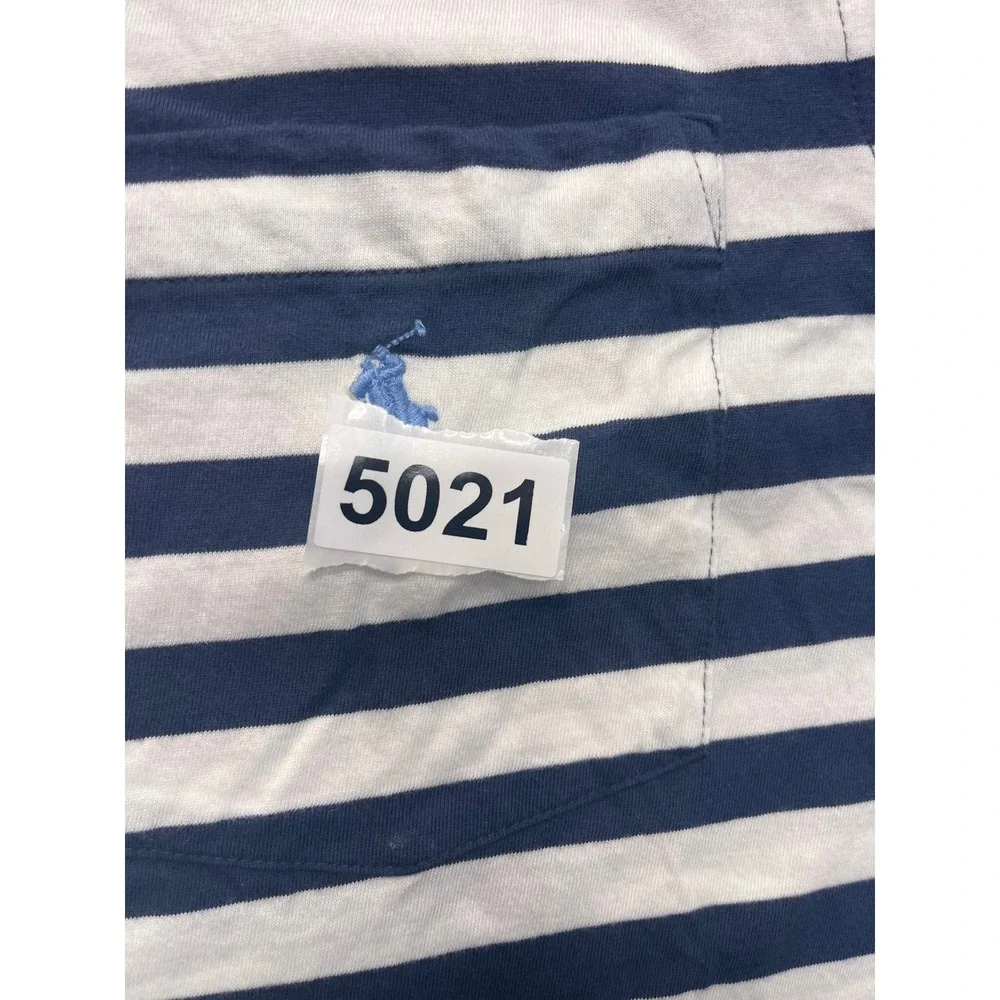 Polo Ralph Lauren Mens Classic Fit Striped Pocket Polo Shirt Navy White Size M